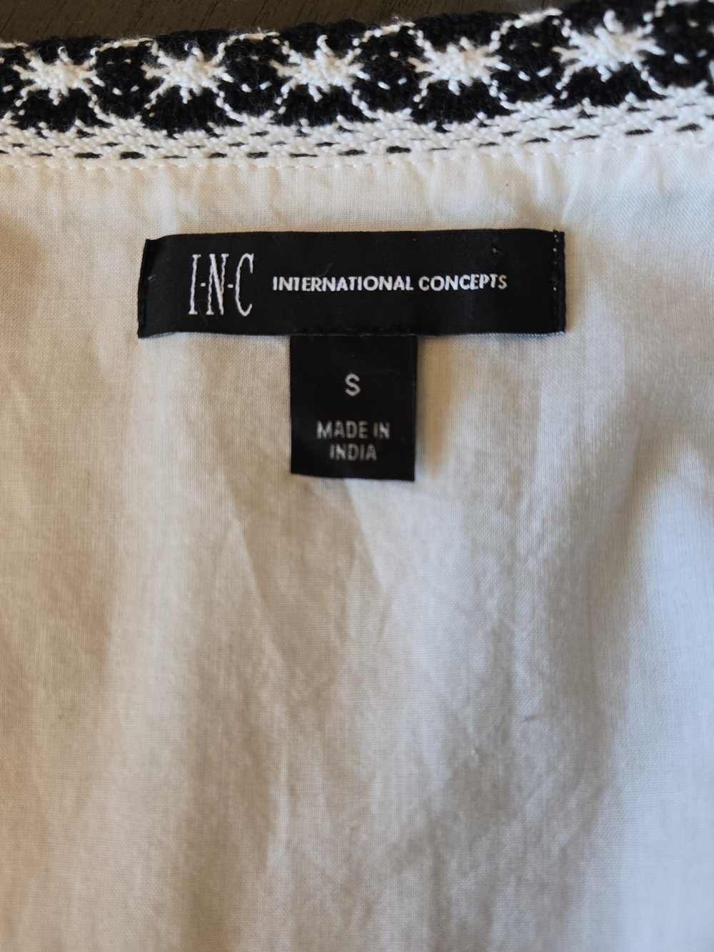 INC International Concepts White Boho Babydoll Dress With Embroidered Trim Sm - Picture 4 of 6